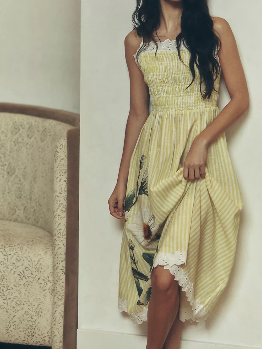 🌷Anthropologie LYREBIRD 
Printed Smocked Midi Dress
